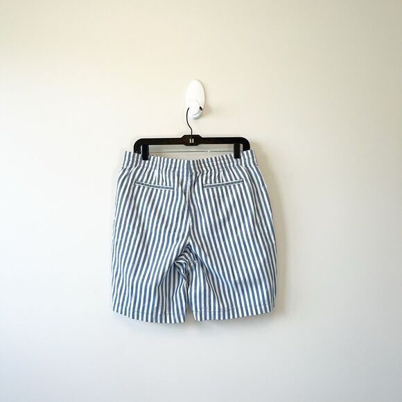 Lands End Striped Pull On Bermuda Shorts Blue White Summer Beach Petite Size 12 - Picture 4 of 10